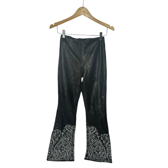 NWT Free People x Understated Leather Black Leather Embroidered Moto Pants S - Picture 4 of 16
